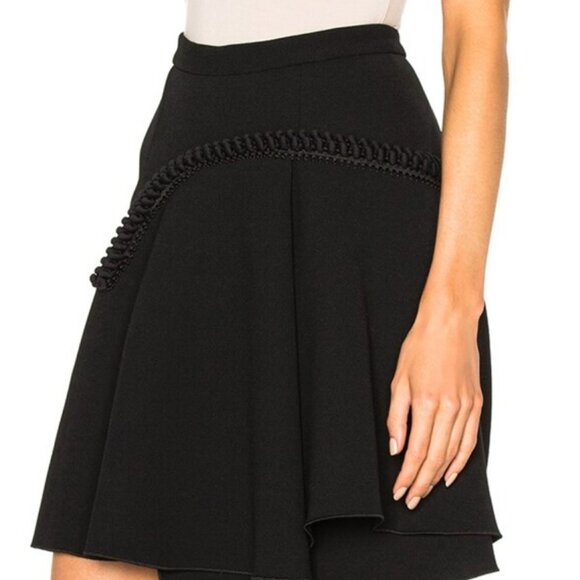 CARVEN ASYMMETRIC BLACK EMBELLISHED FLARED SKIRT M - Picture 3 of 13